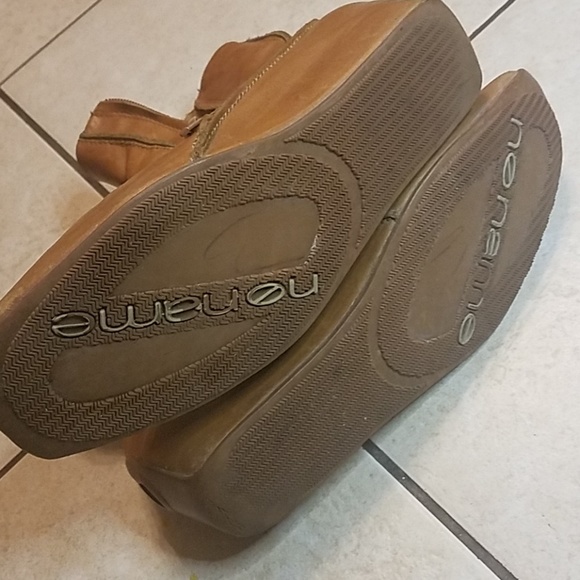 3/$25🔥Vtg 🚫 Caramel Leather Wrap Wedge Bootie - Picture 8 of 8